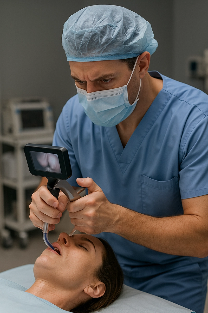 Laryngoscopy during surgery