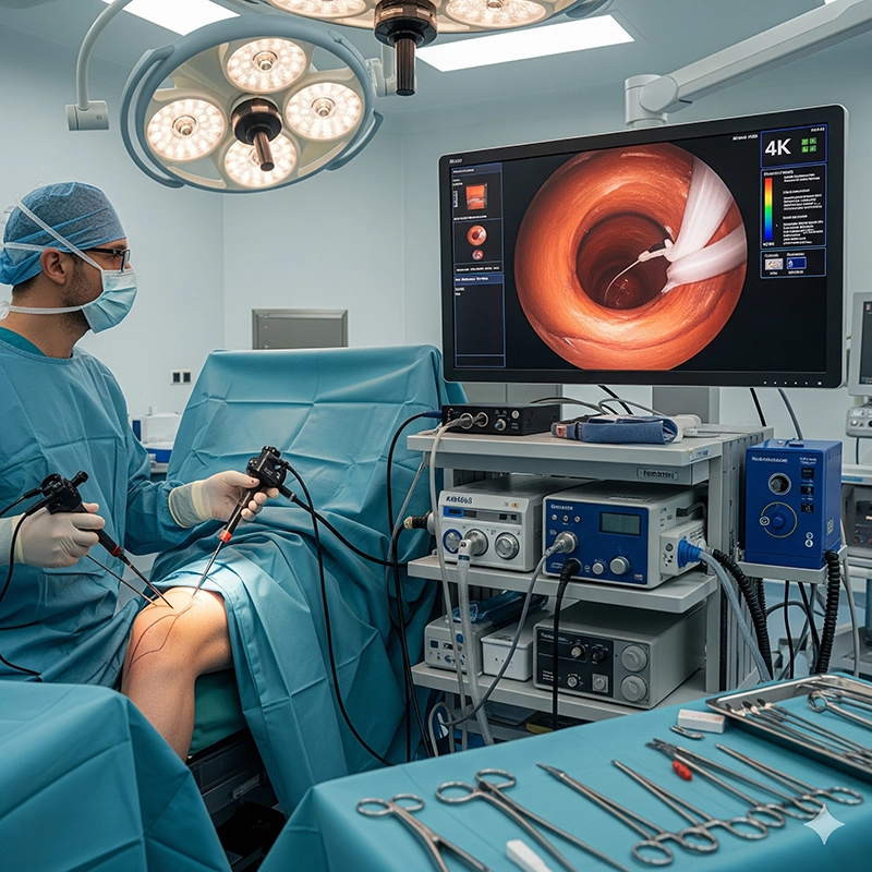 arthroscopy surgeon performing knee arthroscopy procedure