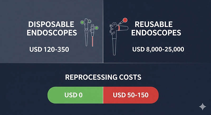 Disposable vs reusable endoscope cost comparison chart 2025