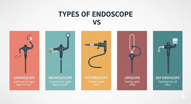 Comparison of colonoscope with gastroscope, bronchoscope, hysteroscope, and other endoscopes