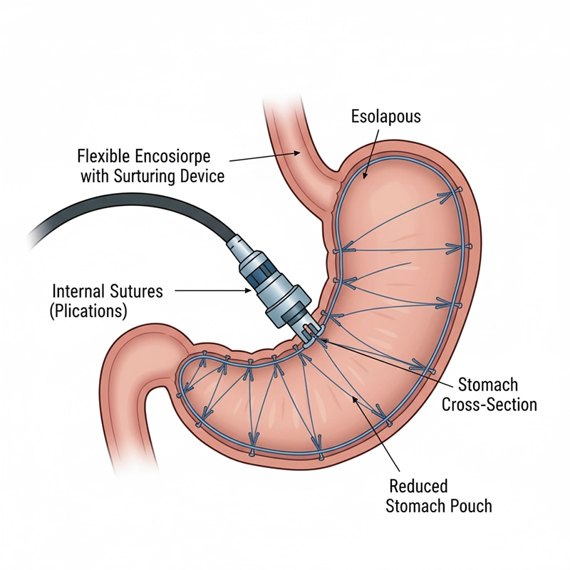 endoscopic sleeve gastroplasty ESG stomach suturing