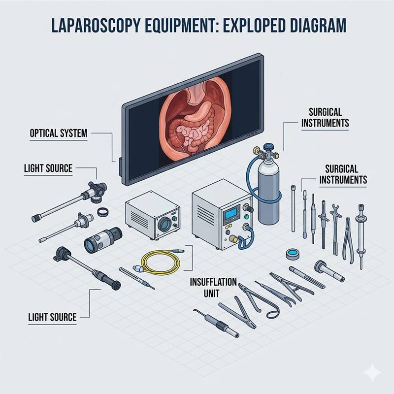 laparoscope equipment and components diagram