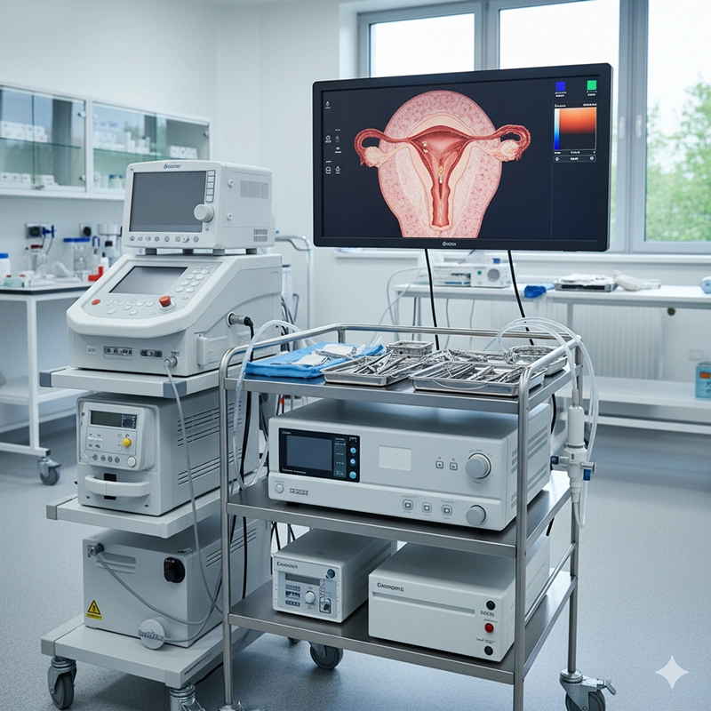 hysteroscopy equipment with camera light source and pump system
