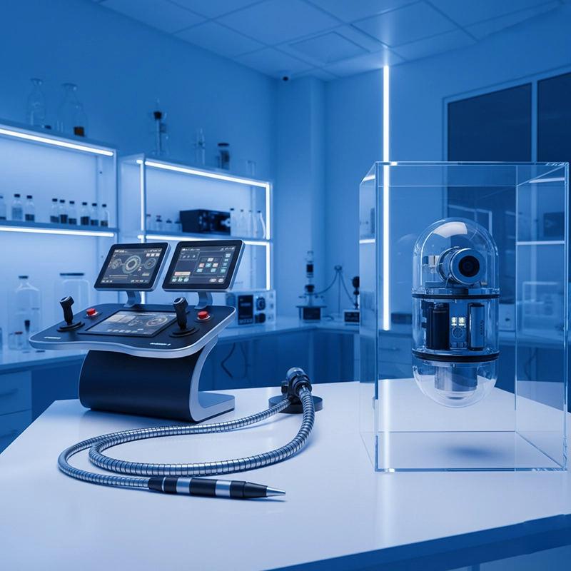robotic and capsule medical endoscopy systems in research lab