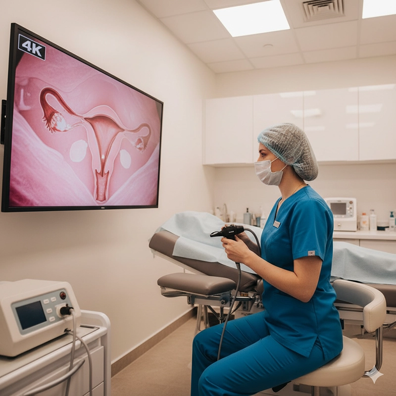 hysteroscope examination in gynecology clinic