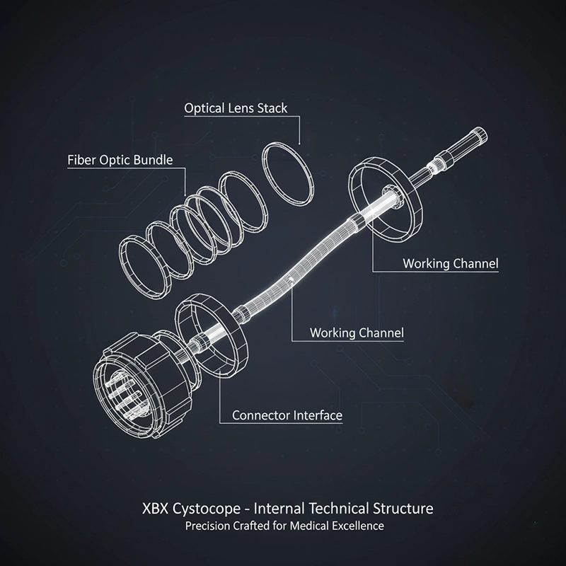 3D rendering of XBX cystoscope optical and working channel structure